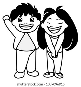 happy fat kids celebrating characters