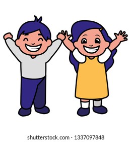 happy fat kids celebrating characters