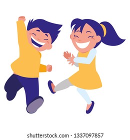 happy fat kids celebrating characters