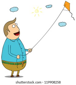 happy fat man with kite
