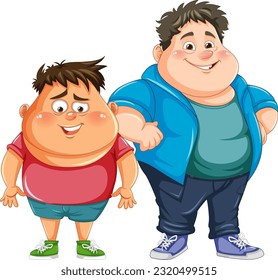Happy Fat Men Cartoon Character illustration