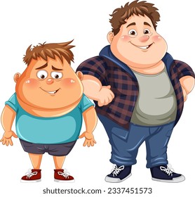 Happy Fat Men Cartoon Character illustration