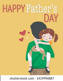 Happy father with daughter. Happy Father's day design. - Vector