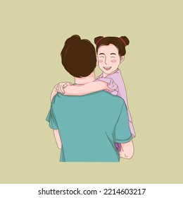 Happy Father and daughter Illustration