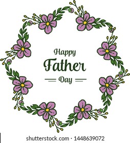 Happy father day, abstract white background with purple floral. Vector