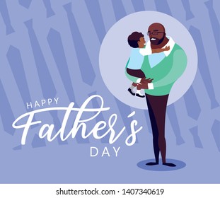 happy father day card with dad and son