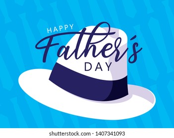 happy father day card with gentleman hat