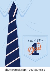 Happy Father Day card with shirt and blue necktie

