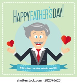 Happy Father Day card vector design. Retro style.