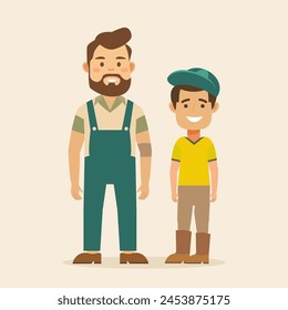 Happy Father Day Celebration with Character of Dad and Son Family