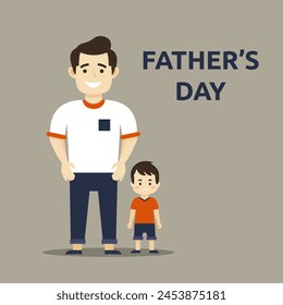 Happy Father Day Celebration with Character of Dad and Son Family