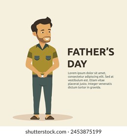Happy Father Day Celebration with Character of Dad Looks Happy