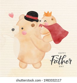 Happy Father day with cute bear 