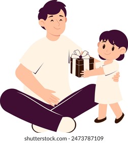 Happy Father Day with Daughter Illustration