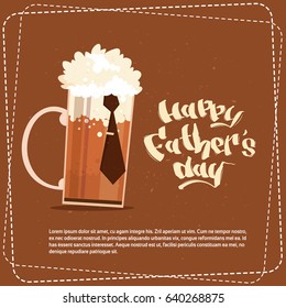 Happy Father Day Family Holiday, Beer Glass Celebration Concept Greeting Card Flat Vector Illustration