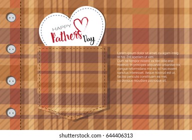 Happy Father Day Family Holiday, Retro Greeting Card Flat Vector Illustration