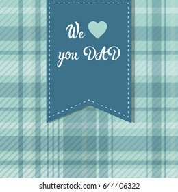 Happy Father Day Family Holiday, Retro Greeting Card Flat Vector Illustration