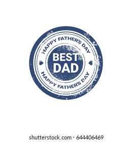 Happy Father Day Family Holiday, Greeting Stamp Isolated Vector Illustration