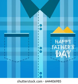 Happy Father Day Family Holiday, Male Checked Shirt Background Greeting Card Flat Vector Illustration