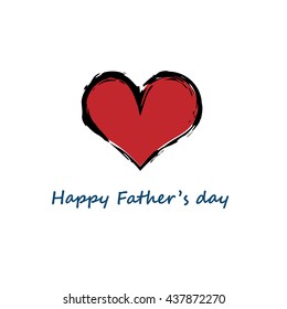 Happy Father' day with Hand drawing Heart Shape