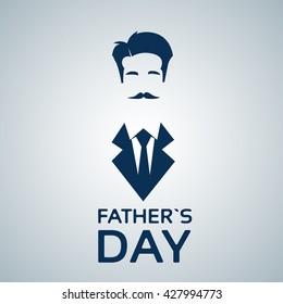 Happy Father Day Holiday Greeting Card Flat Vector Illustration