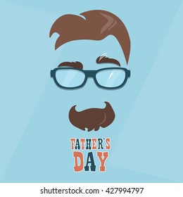 Happy Father Day Holiday Greeting Card Flat Vector Illustration
