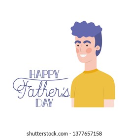 happy father day label with man icon