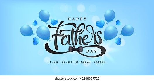 happy father day lettering fonts with bowtie and balloons for website header, landing page, ads campaign marketing, social media posts, advertisement, advertising, billboard sign, sublimation printing