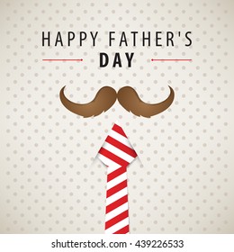 Happy Father Day with mustache and tie. Vector illustration