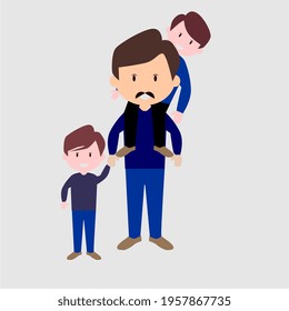 happy father day, picture of two sons and their father