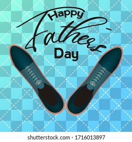 Happy father day poster with a pair of shoes - vector illustration
