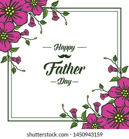 Happy father day, purple bouqet frame. Vector