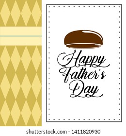 Happy father day retro greeting card design with a hat - Vector