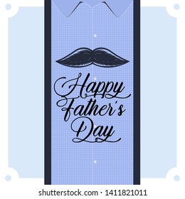 Happy father day retro greeting card design with a mustache - Vector
