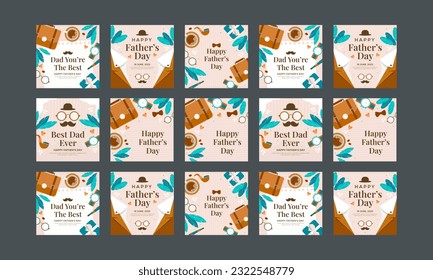 happy father day social media stories vector flat design