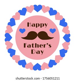 Happy Father Day. Vector illustration of festive design. Colorful frame with decor and place for text. Isolate elements on a white background. Great for banners, poster, flyers, cards, packing, print.