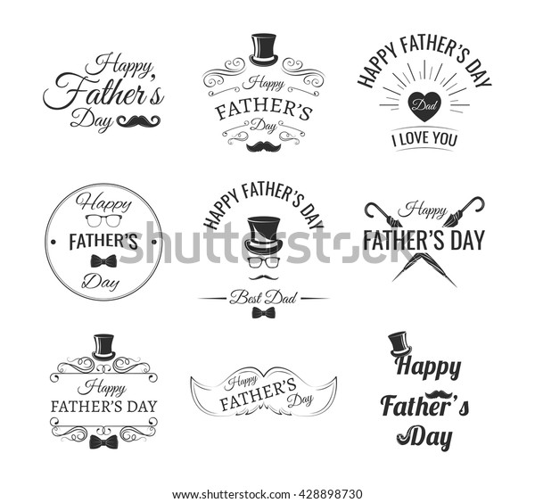 Happy Father Day Vintage Labels Setfather Stock Vector (Royalty Free ...