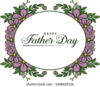 Happy father day, white background, pattern purple flower. Vector