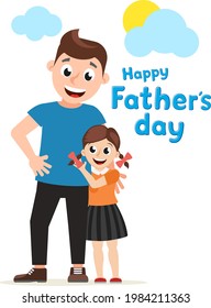 Happy father hugs his daughter on a white background. Father s day
