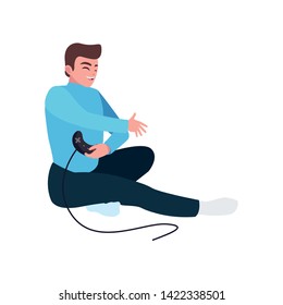 happy father playing with video game control