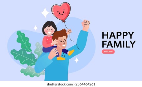 A happy father plays joyfully with his child in a cozy home setting, representing love, bonding, and family happiness. Vector