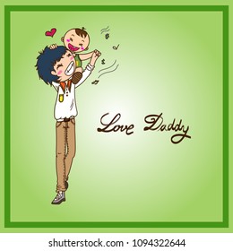 Happy father ' s day. Cartoon vector illustration. Love dad concept.