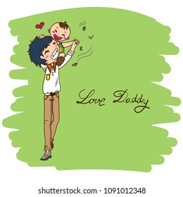 Happy father ' s day. Cute cartoon vector illustration. Doodle design.