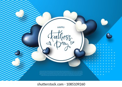 Happy Father s Day greeting card with hearts. Vector illustration.