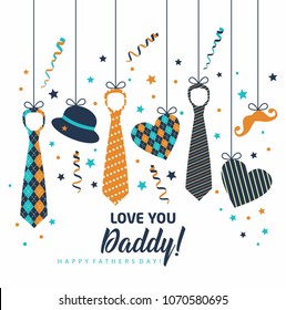 Happy Father s Day, holiday card with ties and accessories