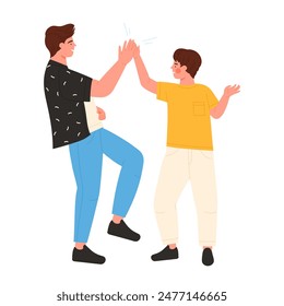 Happy father and son giving high five vector illustration