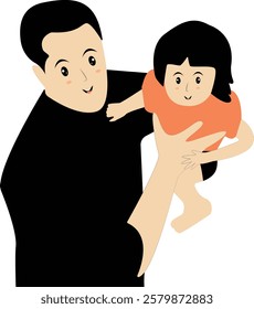 Happy Father with Son Illustration. Vector Character in Cute Expression Design.