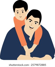 Happy Father with Son Illustration. Vector Character in Cute Expression Design.