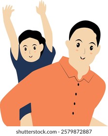 Happy Father with Son Illustration. Vector Character in Cute Expression Design.