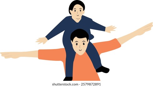 Happy Father with Son Illustration. Vector Character in Cute Expression Design.